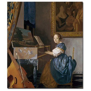 'A Young Lady Seated at a Virginal' Canvas Art by Jan Vermeer