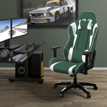 High Back Ergonomic Gaming Chair, Green and White