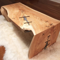 Live Edge Table with Bowtie Inlays and Expoy Fills - Coffee Tables