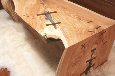 Live Edge Table with Bowtie Inlays and Expoy Fills