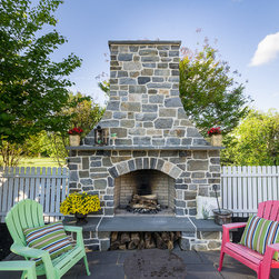 Outdoor Masonry Stone Fireplace - Outdoor Fireplaces