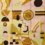 Kashmir Designs - Kandinsky Tapestry 3ft x 5ft  Composition VII A Wall Hanging Rug Carpet Art Silk - This modern accent wall art / tapestry / rug is hand embroidered by the finest artisans and design inspired by the works of Wassily Kandinsky. These wall art / tapestry / rugs can be used to decorate the walls of your homes or to spice up the decor.