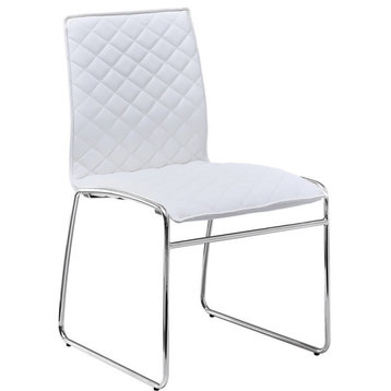 Best Master Furniture Duncan 18.5" Faux Leather Dining Chairs in White/Chrome