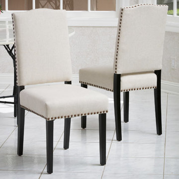 Contemporary Dining Room Featuring Beige Dining Chairs