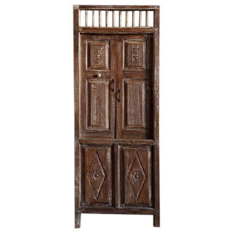 Consigned Handcarved Vintage Indian Doors Antique Wooden Accent Wall Decor