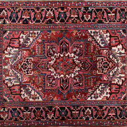 Antique Persian Heris rug 4'9 X 6'2 - Area Rugs