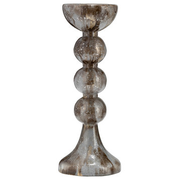 Glass, 18"h, Bubbly Candle Holder, Brown