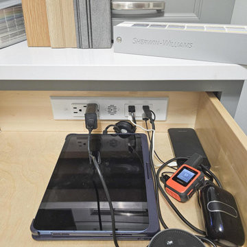 Contemporary Design Studio Desk with In-Drawer Power Station