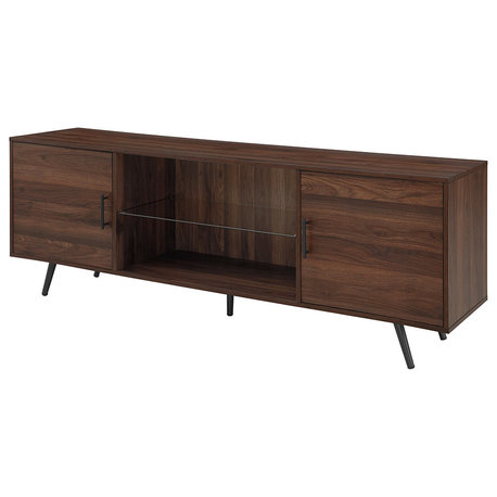 70" Mid Century Modern TV Stand, Dark Walnut