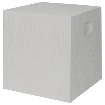 Ubi Indoor/Outdoor Modern Concrete 16.5" Accent Table, Ivory