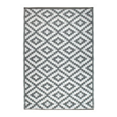 Lightweight Indoor/Outdoor Reversible Plastic Rug Nirvana, Grey/White, 3'x5'