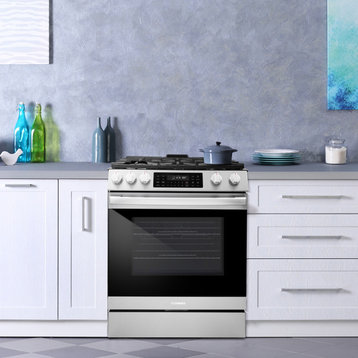 30, Freestanding 6.1 cu ft Gas Range With 5 Sealed Burners, Stainless Steel