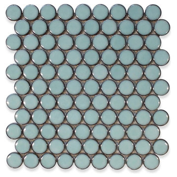 Queens 1" Penny Round Mosaic Tiles - Thunderbirds, 1 Sq Ft