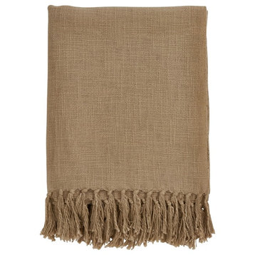 Classic Plain Fringe Design 100% Cotton Throw Blanket - 50" W x 60" L