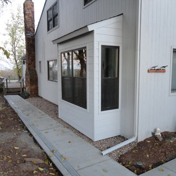 Bay window and sidewalk