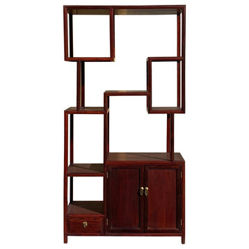 Chinese Light Brown Stain Treasure Display Curio Cabinet Room Divider Hcs7285