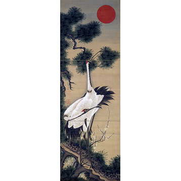Tile Mural Japan pattern cranes Bathroom Backsplash 4.25" Ceramic Matte
