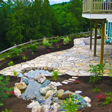 Waterfall and flagstone patio
