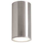 AFX Inc. - Everly 1 Light Semi-Flush Mount, Satin Nickel, 8 in - Illuminate your outdoor spaces with the Everly Outdoor LED Ceiling Light, thoughtfully constructed from durable aluminum and glass. The frosted glass diffuser creates a gentle and inviting illumination, perfectly complementing its die cast aluminum build. This versatile light, featuring standard mounting holes and hardware for easy installation, combines modern-transitional style with the convenience of adjustable color temperature, offering a tailored lighting experience to enhance your outdoor ambiance.