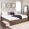 Prepac Select King 4-Post Platform Bed with 4 Drawers in Drifted Gray