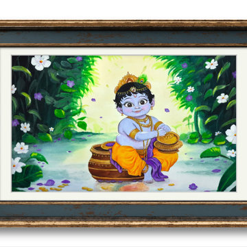Baal Krishna Gouache painting