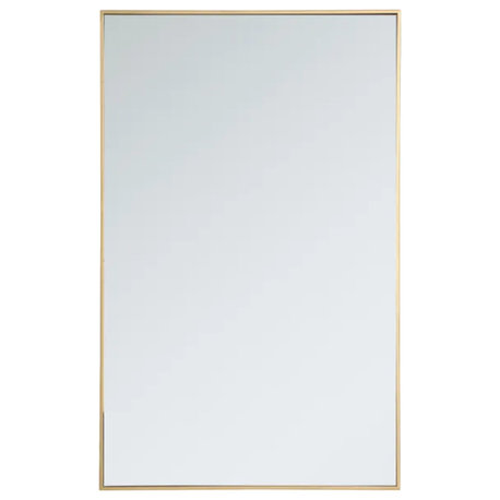 Home Living Metal Frame Rectangle Mirror 30", Brass