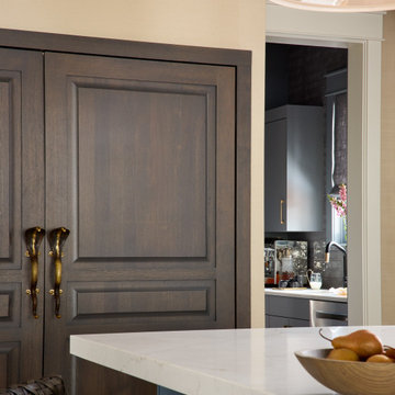 Multi-Toned Kitchen Cabinetry & Brass Hardware