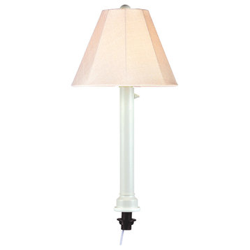 Umbrella Table Lamp, 2" Tube Body, Antique Beige Linen, White