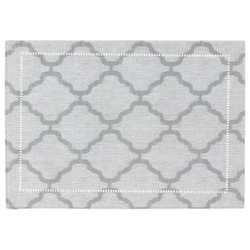 Placemats With Laser-Cut Hemstitch Design (Set of 4), Grey, 14"x20"
