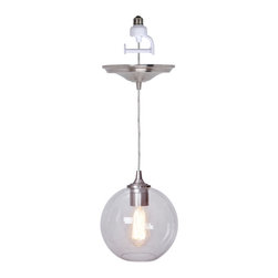 Brushed Nickel Finish with Clear Glass Globe Instant Pendant Light Conversion Ki - Pendant Lighting