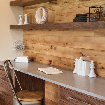 Reclaimed Wood Paneling in a Modern Home Office