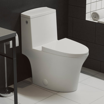 Hugo One Piece Elongated Toilet, Touchless