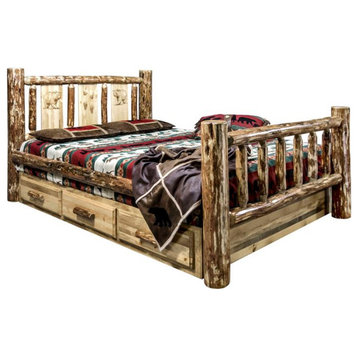 Montana Woodworks Glacier Country Solid Wood King Storage Bed in Brown
