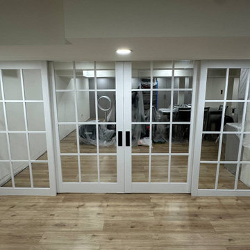 Felicia 3355 Double Barn doors with 2 extra doors installed as sidelites.