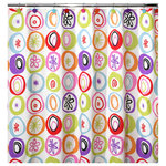 Creative Bath - All That Jazz Shower Curtain - Decorate your bathroom with the eye-catching All That Jazz Shower Curtain. This vibrant shower curtain is made from durable white polyester with colorful circle, star, and flower designs. Pair it with other pieces from the All That Jazz bath collection for a cohesive look.