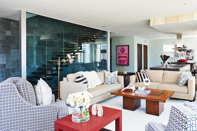 Living room - contemporary open concept living room idea in Milwaukee