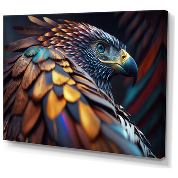 Macro Colorful Feather Eagle VI Canvas, 32x16, No Frame