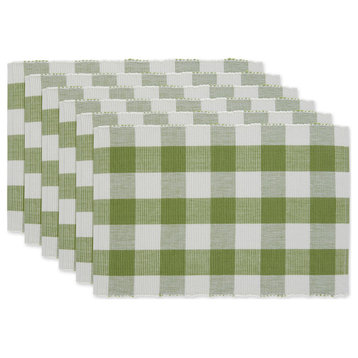 Dii Antique Green Buffalo Check Ribbed Placemat, Set of 6