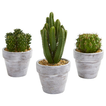 8" Cactus Artificial Plant, 3-Piece Set