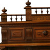 Consigned Antique French Server  Walnut  Red Marble  Architectural  Hand