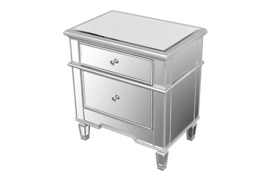2-Drawer Mirrored Accent Stand