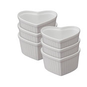 HIC Porcelain Heart Shaped Ramekin 4 oz., 3.75", Set of 6