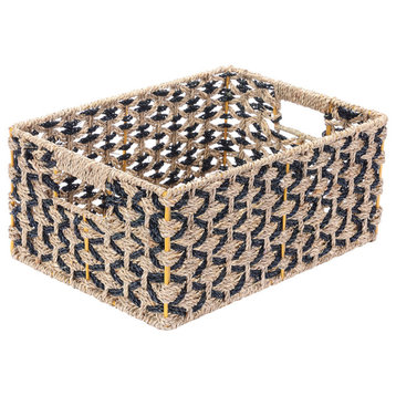 Set of 2 Rectangle Hand Weaved Wicker Baskets made of Water Hyacinth