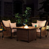 Sunjoy 38" Outdoor Patio Brown Square All-Weather Wicker Fire Pit Table