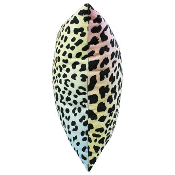 Leopard Print Decorative Pillow, 16x16, Pastel Gradient/Black