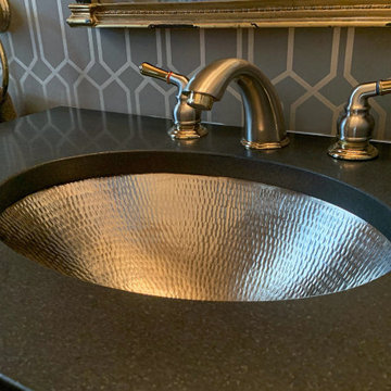 17" Oval Under Counter Hammered Copper Bathroom Sink in Nickel (LO17FEN)