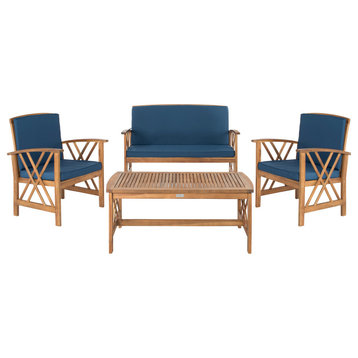 Safavieh Fontana Indoor/Outdoor 4-Piece Set, Navy/Teal