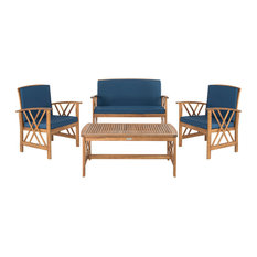 Safavieh Fontana Indoor/Outdoor 4-Piece Set, Navy/Teal