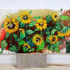Sunflowrr field art, Sunflower painting, landscape sunflower field art, texture
