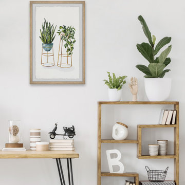 "Hanging Plants Stand" Framed Painting Print